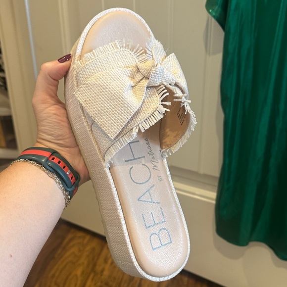 Matisse Cream Platform Sandals with Bow - Picture 3 of 4